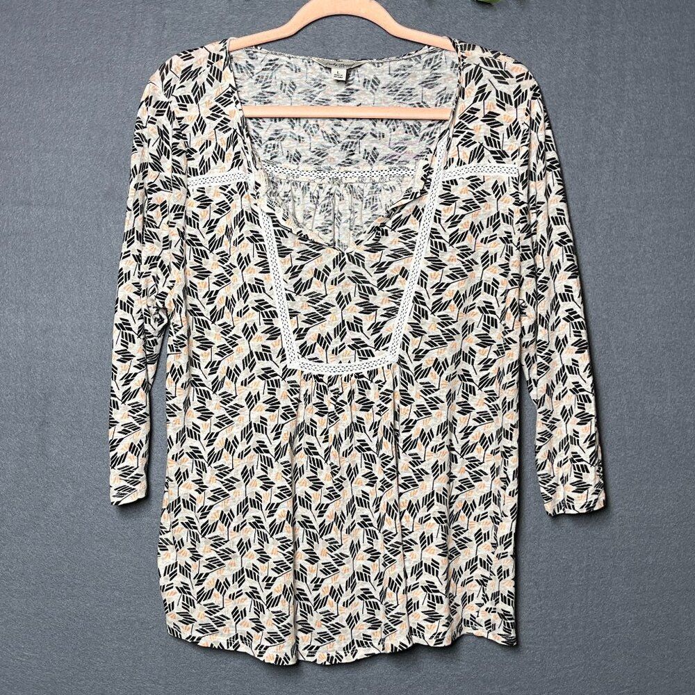 Lucky‎ Brand Top Womens Sz Large Linen Viscose Crochet Whimsical Fairy
